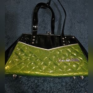 Lux de Ville Lime Green Sparkle Femma Fatale Kiss Lock Purse